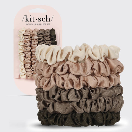 Kitsch Ultra Petite Satin Scrunchies 6 stuks - Eucalyptus