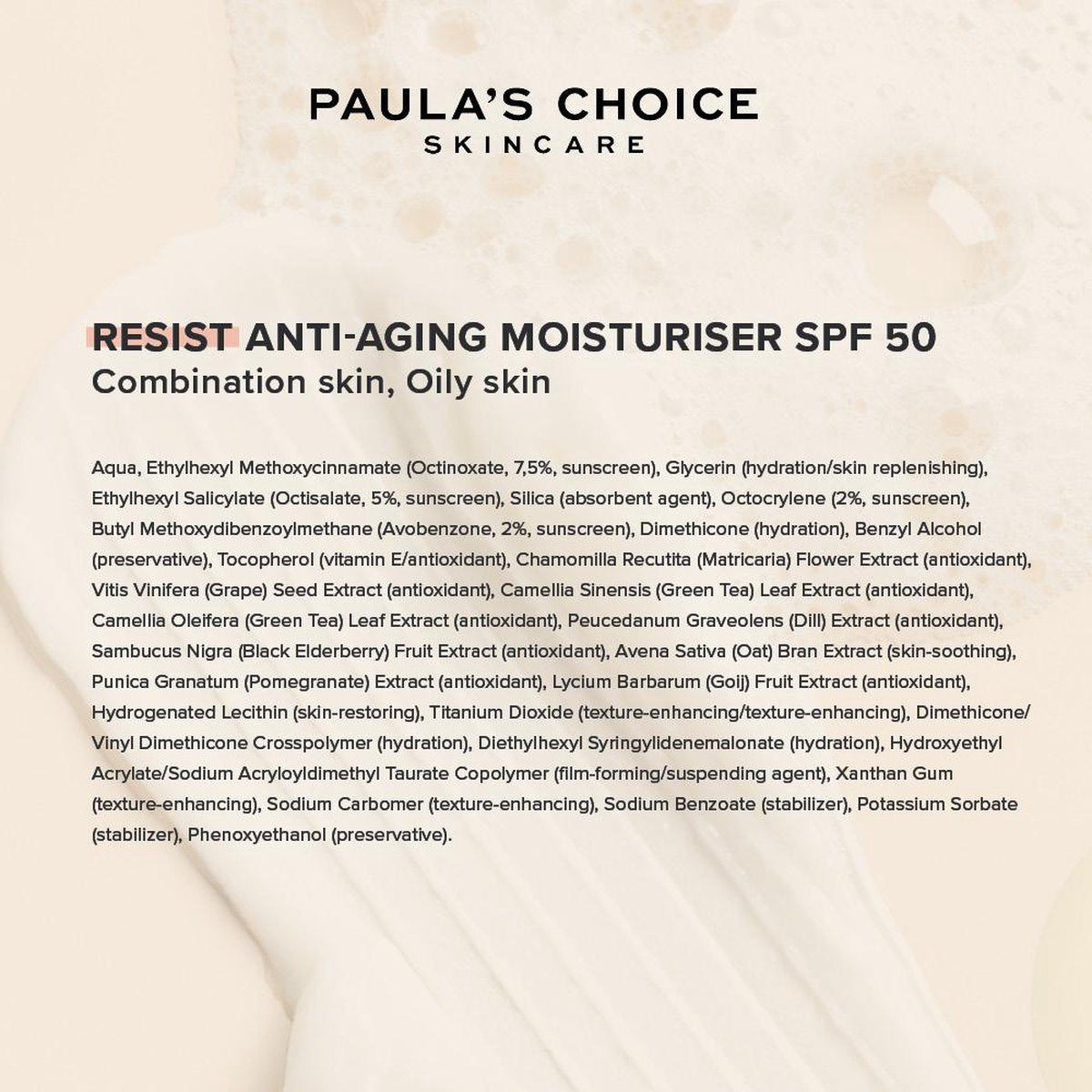 Paula’s Choice Resist Anti-Aging Dagcreme SPF 50 combi/vette huid