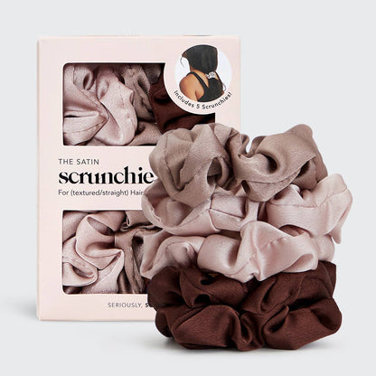 Kitsch Satijnen Scrunchies 5st - Cameo